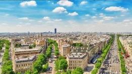 View of the Champs-Elysées from the top of Arc de Triomphe