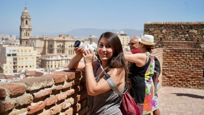 student with camera in madrid