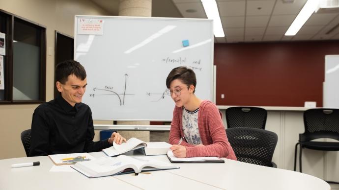 two people working in tiger learning commons