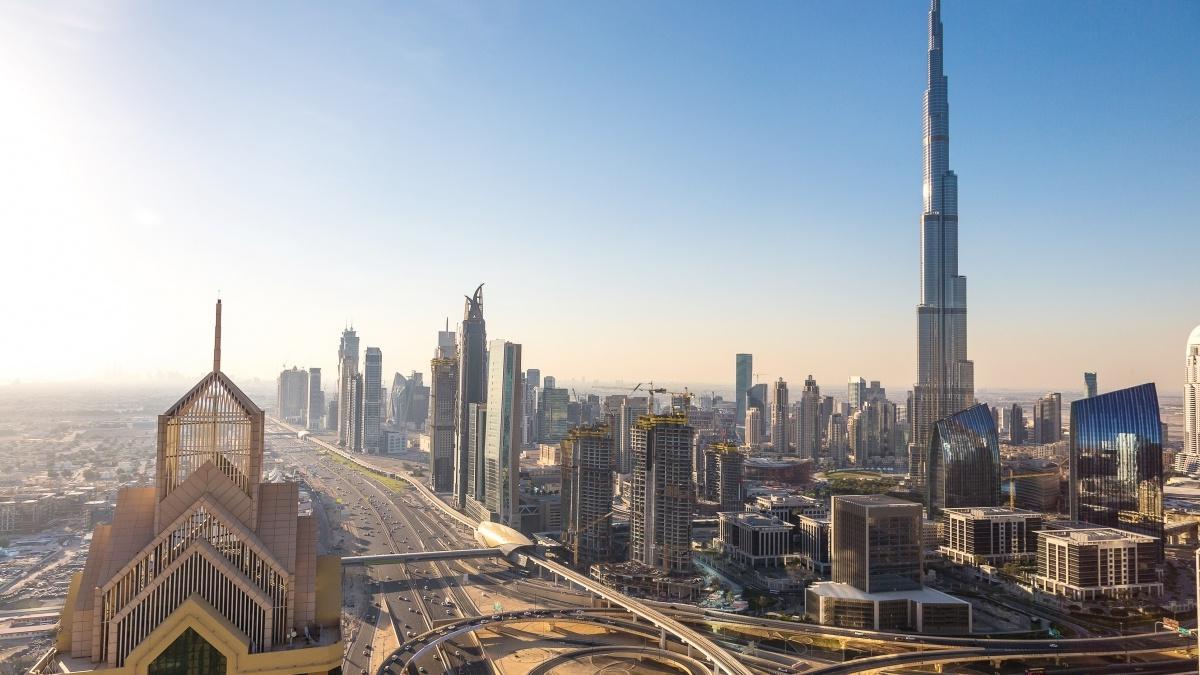 Aerial view of the metropolitan Middle East skyline